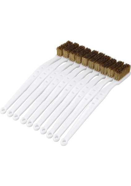 10 Adet 6,9" Uzunluk Plastik Beyaz Saplı Kıl Fırça Pirinç Metal (Yurt Dışından)