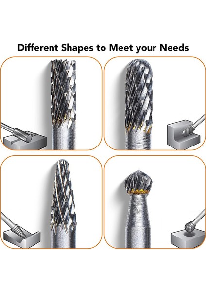 Çift Kesim Karbür Freze Seti ¼ Inç Şaft 8 Parça - Tungsten Karbür Kalıp Taşlama Uçları - Döner Raspa - Çok Yönlü Döner Alet Uçları (Yurt Dışından) fırsatları