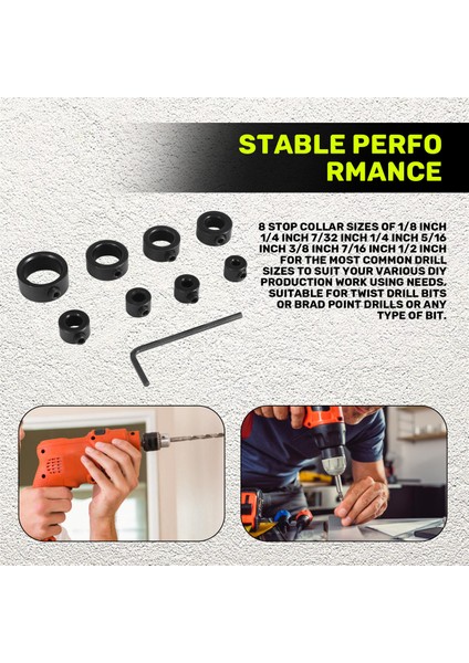 Matkap Durdurma Ucu Yaka Seti, 9 Parça Ayarlanabilir Matkap Derinliği Durdurma Yaka Sınır Halkası ve Karbon Çelik Matkap Uçları Için Set (Yurt Dışından) indirimleri