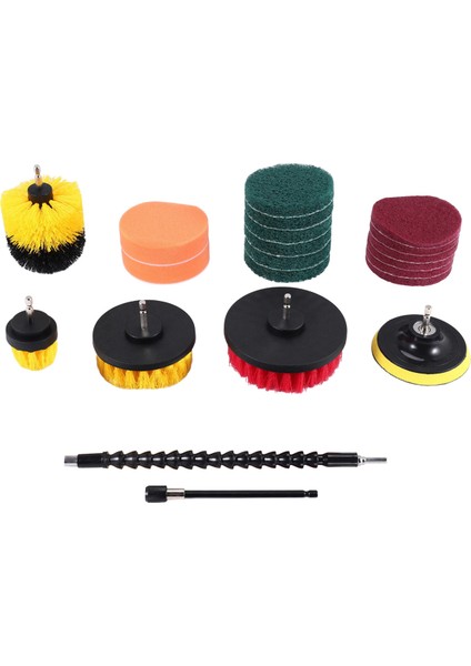 21 Parça Matkap Fırçası Ek Parçaları Seti, Döndürme, Uzatma, Uzun Ek Parçalı, Çok Amaçlı Temizlik, Derz, Fayans, Lavabo, Küvet, Banyo (Yurt Dışından)