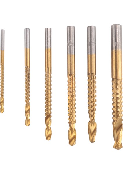 6'lı Paket Titanyum Kaplamalı Hss Büküm Uçları, 3-8 mm Tırtıklı Yan Kesim Uçları Plastik Metal Ahşap Delikler Için Ağaç Işleme Aletleri (Yurt Dışından)