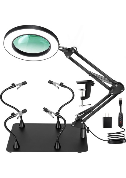 Lehimleme Istasyonu Yardımcısı, Lambalı 10X Büyüteç, Timsah Klipsli Pcb Standlı Büyüteçli Masa Lambası (Yurt Dışından)