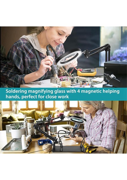 Lehimleme Istasyonu Yardımcısı, Lambalı 10X Büyüteç, Timsah Klipsli Pcb Standlı Büyüteçli Masa Lambası (Yurt Dışından) fiyatları