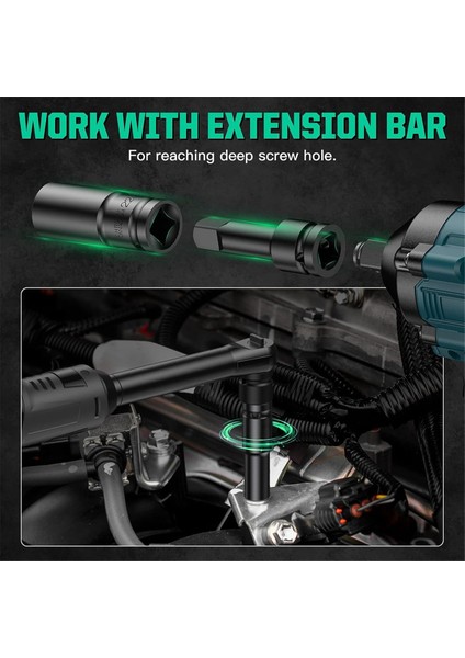 Darbeli Soket Seti 1/2 Sürücü - 15 Parça - Metrik Boyut (10-32 Mm) Soketler 6 Noktalı Altıgen Tasarım (Yurt Dışından) modelleri