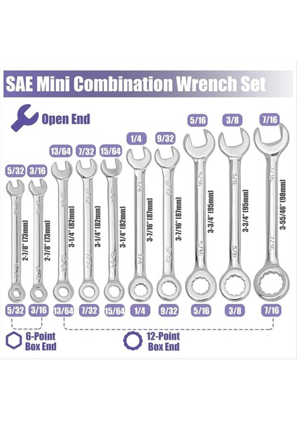20 Parça Açık Uçlu Anahtar Seti, Mini Metrik Sae Kombine Anahtar Seti (Yurt Dışından) modelleri