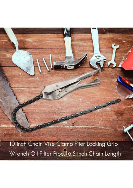 10 Inç Zincir Mengene Kelepçe Pense Kilitli Kavrama Anahtarı Yağ Filtresi Borusu 16,5 Inç Zincir Uzunluğu (Yurt Dışından) fırsatları