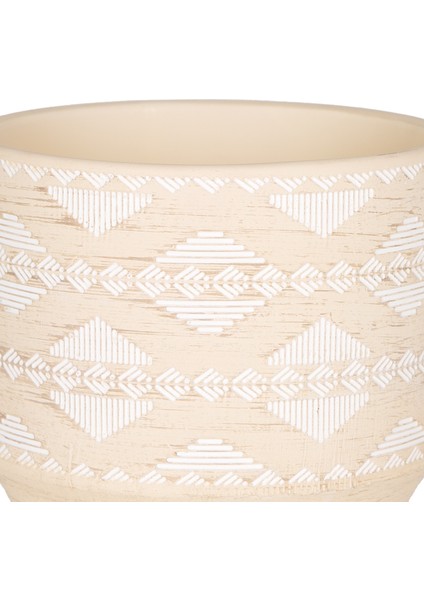 Seramik Saksı Otantik Desenli Bej-Beyaz 12X10 Cm. fiyatları