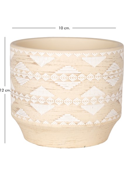 Seramik Saksı Otantik Desenli Bej-Beyaz 12X10 Cm. indirimleri