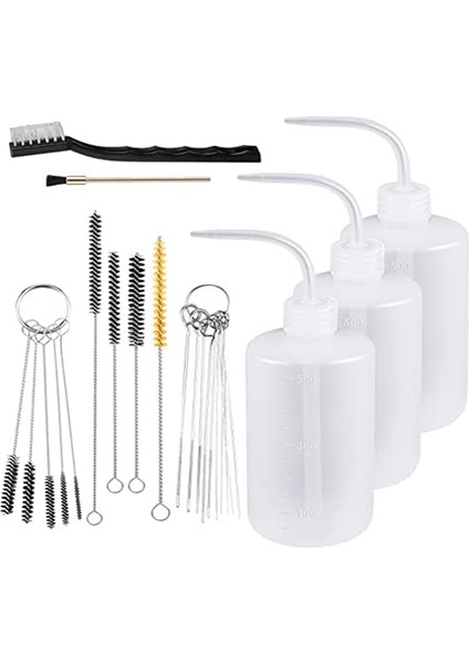 24 Parça Sprey Tabancası Temizleme Kiti Sprey Boya 500 ml Plastik Sıkma Yıkama Şişesi Tüp Şişe Fırçaları Boya Tabancası Temizleme Kiti (Yurt Dışından)