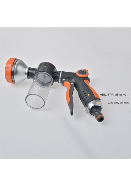 Bahçe Hortumu Ucu, 8 Desenli Yüksek Basınçlı Hortum Püskürtücü, Köpek Yıkama, Sabunluklu Su Hortumu Ucu (Yurt Dışından)