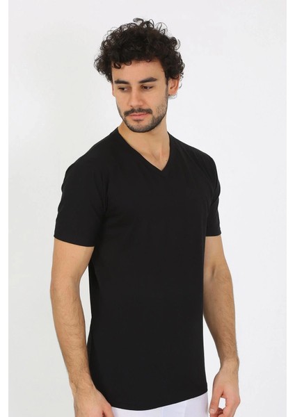 Erkek V Yaka Siyah Penye Atlet fiyatları