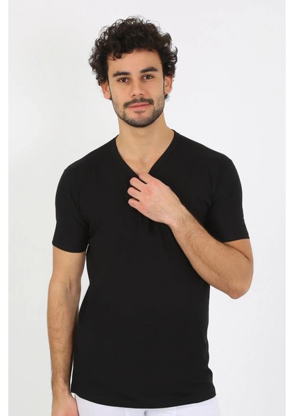 Erkek V Yaka Siyah Penye Atlet indirimleri
