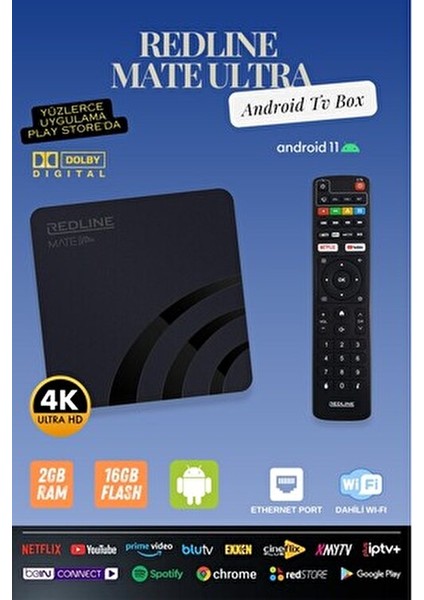 Mate Ultra TV Box 16GB Android 11 4K HDMI Wi-Fi Özellikli Medya Oynatıcı fırsatları