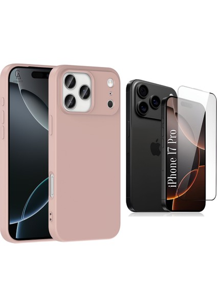 Apple iPhone 17 Pro Uyumlu Içi Kadife Lansman Kılıf ve 5d Tam Kaplayan Cam Ekran Koruyucu