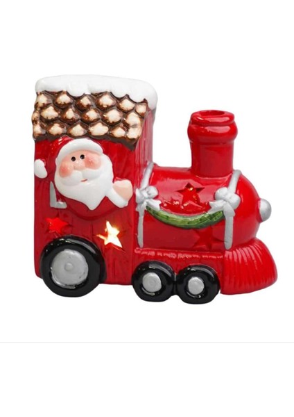 Yılbaşı Temalı LED Işıklı Seramik Santa Tren Dekorasyonu, Hediye ve Süsleme Ürünü