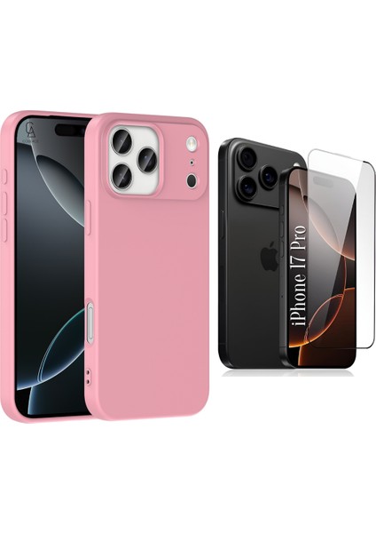 Apple iPhone 17 Pro Uyumlu Içi Kadife Lansman Kılıf ve 5d Tam Kaplayan Cam Ekran Koruyucu