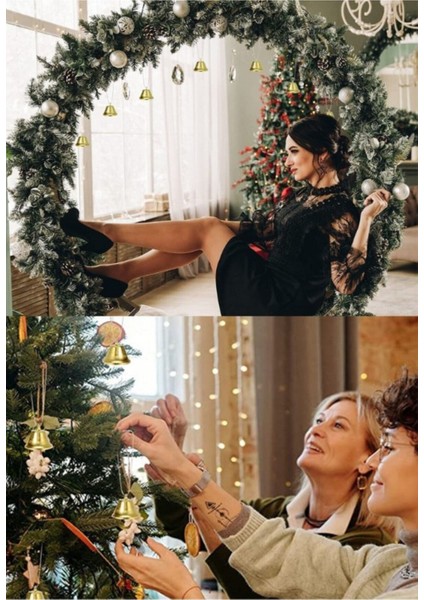 12’li Sarı Kurdeleli Çan Zili Yılbaşı Çam Süsü, 3 Cm, Ev ve Ofis Dekoru modelleri