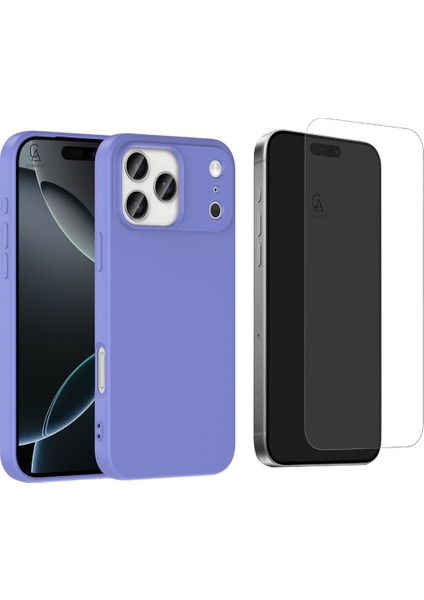 Apple iPhone 17 Pro Uyumlu Içi Kadife Lansman Kılıf ve Temperli Cam Ekran Koruyucu