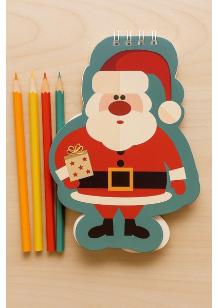 Renkli Noel Baba Spiralli Defter, Hediye ve Yazım Arkadaşı