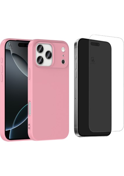 Apple iPhone 17 Pro Uyumlu Içi Kadife Lansman Kılıf ve Temperli Cam Ekran Koruyucu