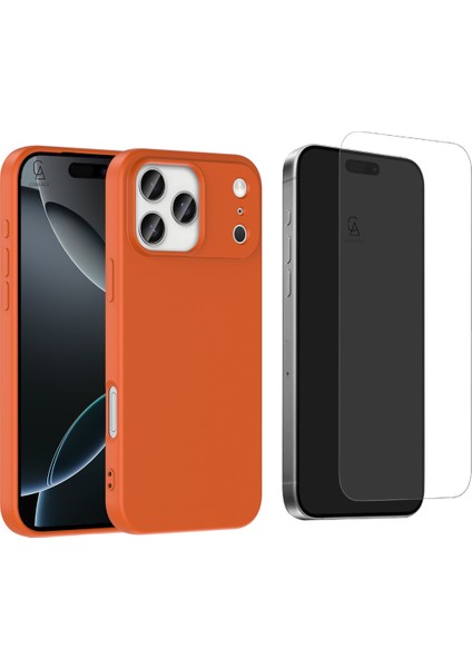 Apple iPhone 17 Pro Uyumlu Içi Kadife Lansman Kılıf ve Temperli Cam Ekran Koruyucu