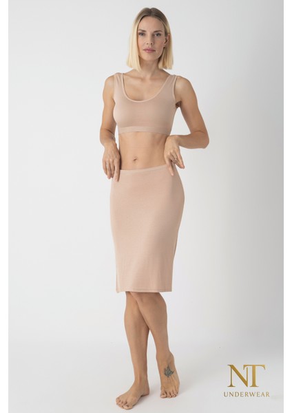 Bambu Dizüstü Etek Astarı, Midi Jupon - Doğal Kumaş, Modern Kalıp. fiyatları