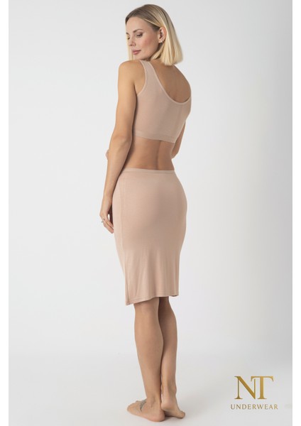 Bambu Dizüstü Etek Astarı, Midi Jupon - Doğal Kumaş, Modern Kalıp. fırsatları