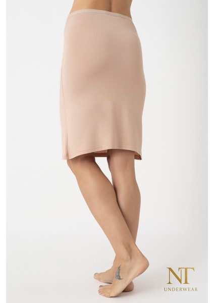 Bambu Dizüstü Etek Astarı, Midi Jupon - Doğal Kumaş, Modern Kalıp.