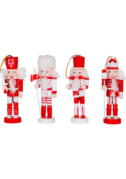 Yılbaşı Süsü, Kurşun Adam, Fındıkkıran, Kırmızı-Beyaz - 4'lü Paket, 1