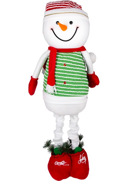 Yılbaşı Süsü, Kardan Adam, Yeşil-Beyaz - Uzayan Ayaklı, 45X80-180 cm