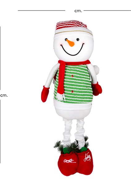 Yılbaşı Süsü, Kardan Adam, Yeşil-Beyaz - Uzayan Ayaklı, 45X80-180 cm fırsatları