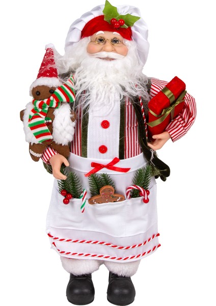 Yılbaşı Noel Baba, Aşçı, Kırmızı-Beyaz - 26X45 cm