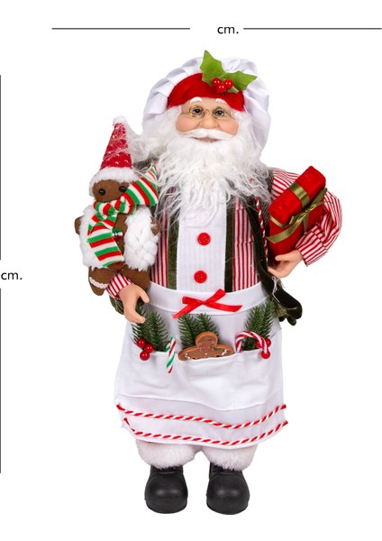Yılbaşı Noel Baba, Aşçı, Kırmızı-Beyaz - 26X45 cm fırsatları