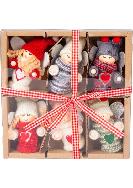 Yılbaşı Süsü, Peri Figürü, Örgü Kıyafetli, Karışık Renkli - Kalp Dese fiyatları