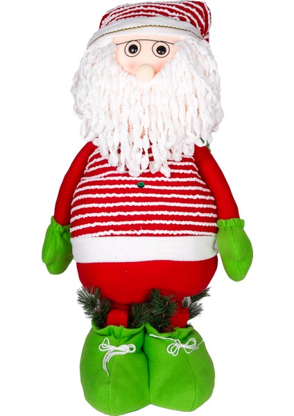 Yılbaşı Süsü, Noel Baba, Kırmızı-Yeşil - Uzayan Ayaklı, Çizgili, Ip S