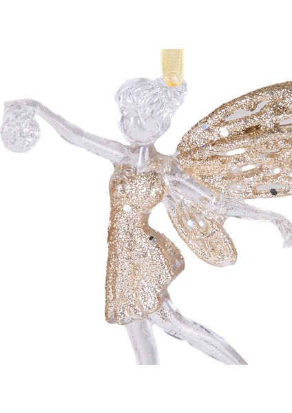 Yılbaşı Süsü, Melek, Şeffaf-Şampanya - Asmalı, Akrilik Cam, Simli Kan fiyatları