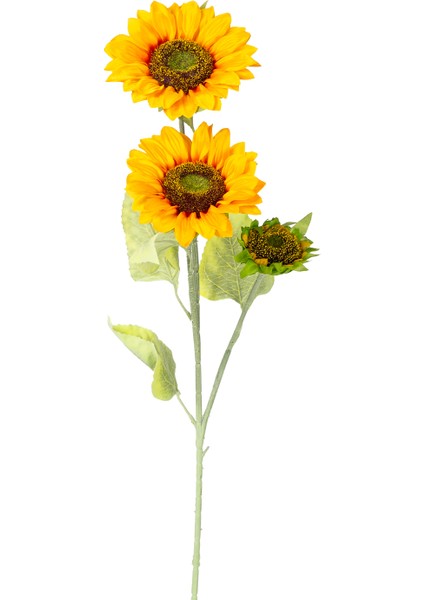 Yapay Ayçiçeği, Sarı-Yeşil - 3 Çiçekli, 20X90 cm