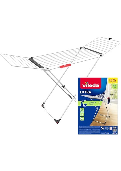 Extra 20 Metre Kurutma Alanına Sahip, Tekerli ve Kanatlı Çamaşır Kurutmalığı