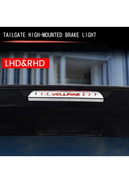 Toyota Vellfire Için 40 Serisi 2023+ Montajlı Fren Işığı Üçüncü Fren Kuyruk Işık Döşeme Paslanmaz Çelik Uçak Gümüş (Yurt Dışından) modelleri