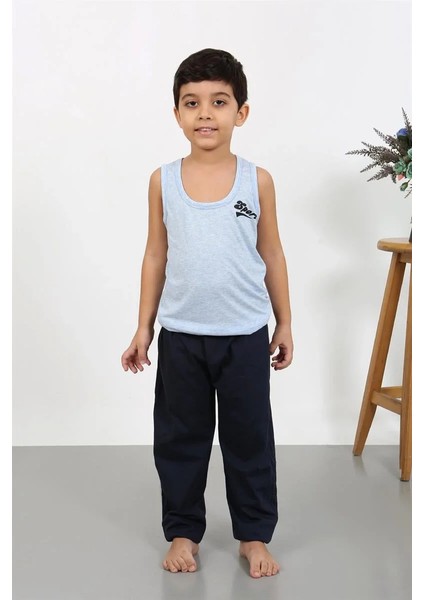 Erkek Çocuk Sıfır Kol Penye Pijama Takım Mavi fırsatları