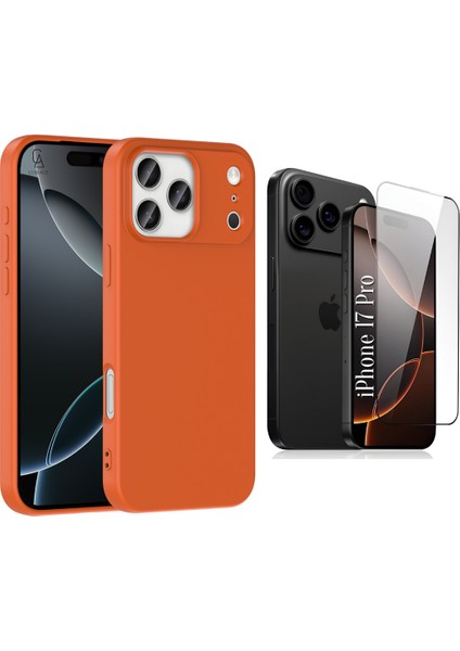 Apple iPhone 17 Pro Uyumlu Içi Kadife Lansman Kılıf ve 5d Tam Kaplayan Cam Ekran Koruyucu