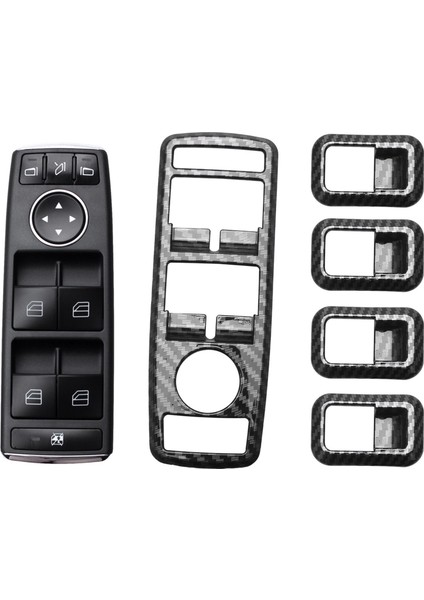 5pcs Araba Penceresi Anahtarı Düğmesi Trim Kapak Çerçevesi ve 1 Adet Pencere Anahtarı Blok Elektrikli Güç Penceresi Ana Anahtarı (Yurt Dışından)
