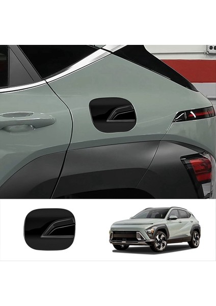 Araba Kapı Yakıt Deposu Gaz Kapağı Dekorasyon Kapağı Hyundai Kona 2024+ Araç Dış Aksesuarları Parlak Siyah (Yurt Dışından) indirimleri