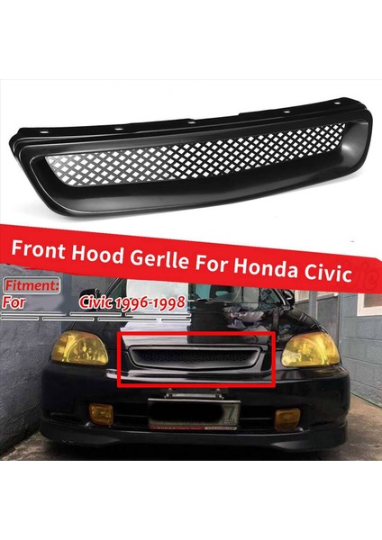 2x Abs Siyah Araba Ön Tampon Kaput Izgara Izgara Kapak Kapağı Honda Civic Ek Cx Dx Ex Hx Lx Tip R 1996 1997 1998 (Yurt Dışından) fırsatları