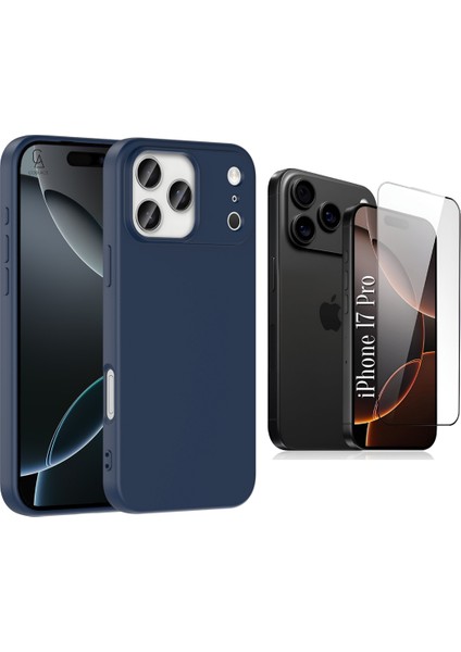 Apple iPhone 17 Pro Uyumlu Içi Kadife Lansman Kılıf ve 5d Tam Kaplayan Cam Ekran Koruyucu