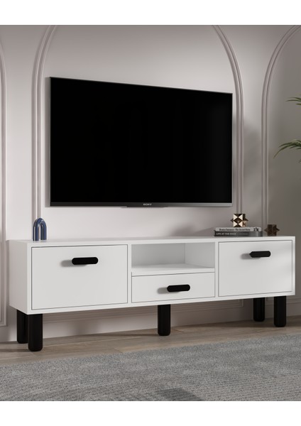 1327DROPDD-32 Tv Sehpası Beyaz-Siyah