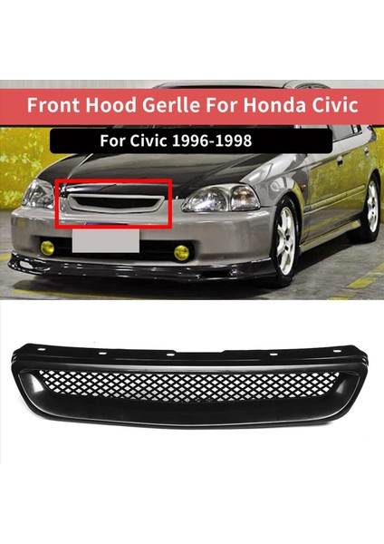 3x Abs Siyah Araba Ön Tampon Kaput Izgara Izgara Kapak Kaplama Honda Civic Ek Cx Dx Ex Hx Lx Tip R 1996 1997 1998 (Yurt Dışından) fırsatları