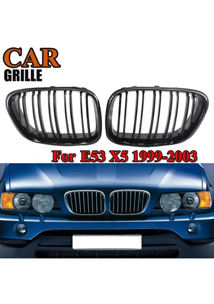Bmw X5 E53 1998-2003 Çift Slat Sport Style Gloss Siyah Için Ön Izgara Böbrek Izgara Değiştirme (Yurt Dışından) fiyatları