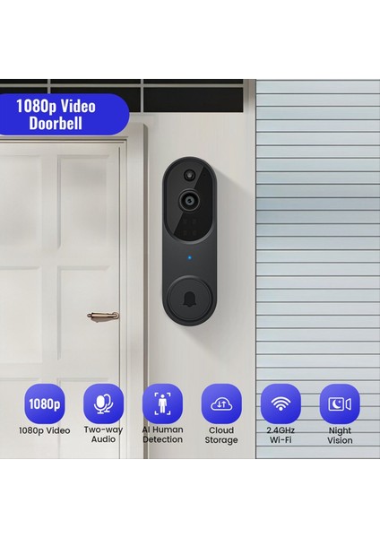 Abd Fişi 1080P Kablosuz Video Kapı Zili Kamerası Canlı Görünümlü Zil Sesi 2 Yönlü Ses 2 4g Wifi Gece Görüşü (Yurt Dışından) fırsatları