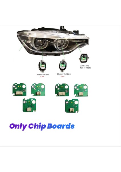 6pcs/set Araba Far LED Çip Bmw F30 F30 F31 F35 Lcı 2014-2019 63117419615 63117419610 (Yurt Dışından) modelleri